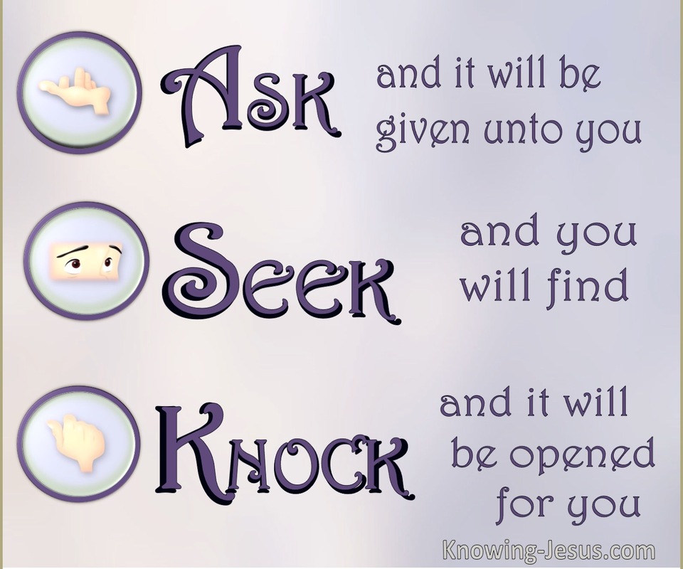 Matthew 7:7 Ask, Seek, Knock (purple)